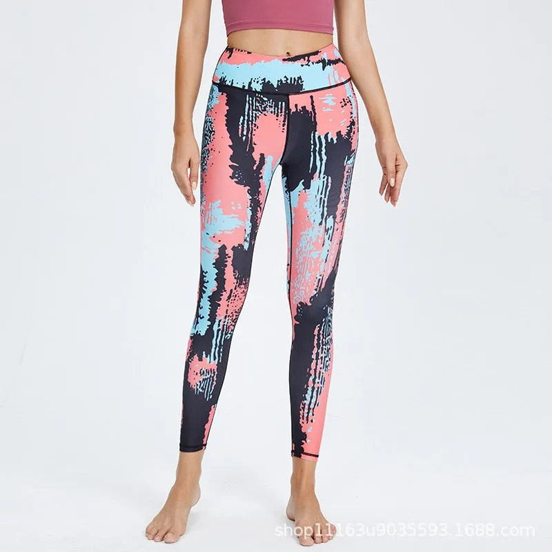 Tie-Dye Print Geometric Fitness Essentials Sweatpants Casual Sports Leggings