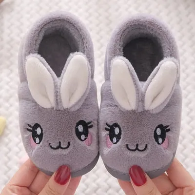 Unisex Kids Winter Cute Rabbit  Design Cartoon Soft Warm Plush Slippers