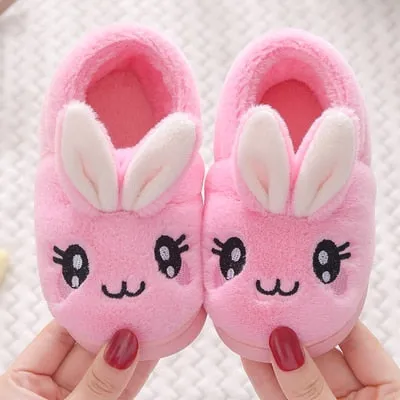 Unisex Kids Winter Cute Rabbit  Design Cartoon Soft Warm Plush Slippers