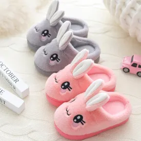 Unisex Kids Winter Cute Rabbit  Design Cartoon Soft Warm Plush Slippers