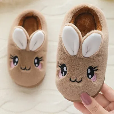 Unisex Kids Winter Cute Rabbit  Design Cartoon Soft Warm Plush Slippers