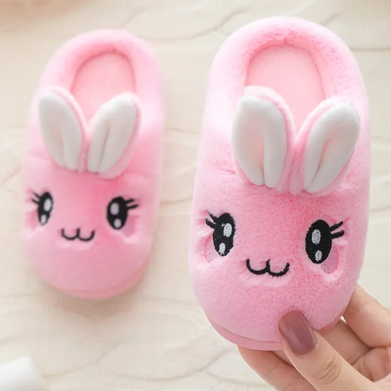 Unisex Kids Winter Cute Rabbit  Design Cartoon Soft Warm Plush Slippers