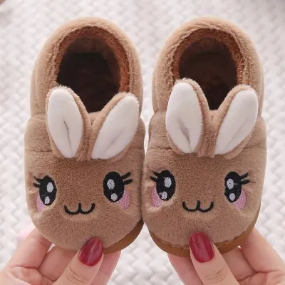 Unisex Kids Winter Cute Rabbit  Design Cartoon Soft Warm Plush Slippers