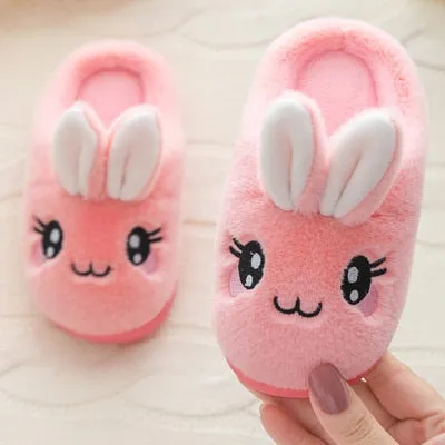 Unisex Kids Winter Cute Rabbit  Design Cartoon Soft Warm Plush Slippers