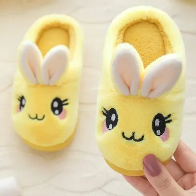 Unisex Kids Winter Cute Rabbit  Design Cartoon Soft Warm Plush Slippers