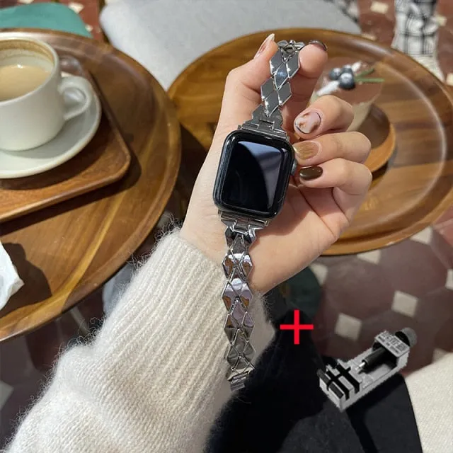 Women Luxury Slim Strap For Apple Watch Band Series 6 5 4 High Quality Steel Bracelet iWatch 38/40/41mm 42/44/45mm Wristband |Watchband|