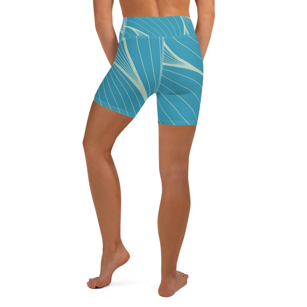 Yoga Shorts - Blue Abstract