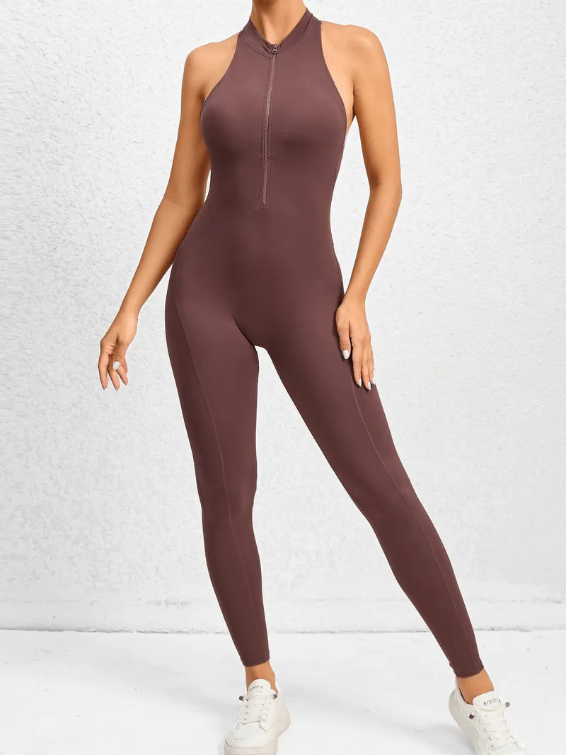 Zipper Yoga Jumpsuit For Women with Sexy Backless / Gym Clothing - SF1251