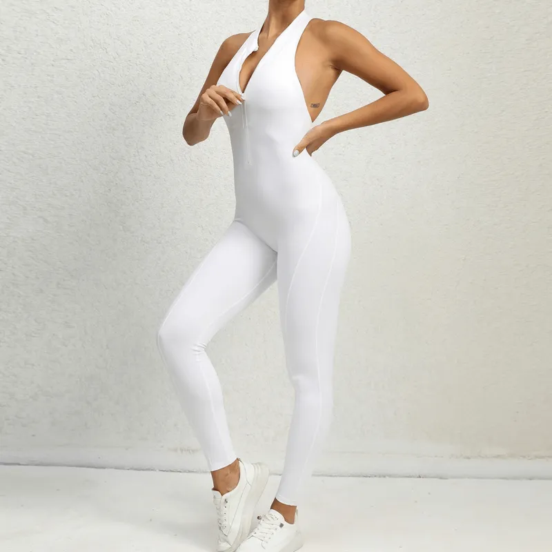 Zipper Yoga Jumpsuit For Women with Sexy Backless / Gym Clothing - SF1251