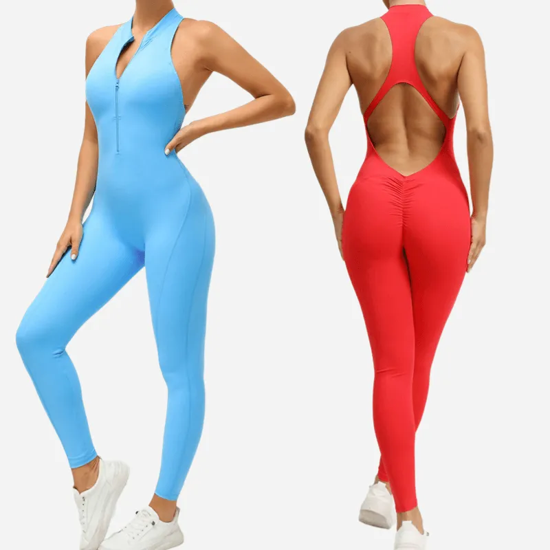 Zipper Yoga Jumpsuit For Women with Sexy Backless / Gym Clothing - SF1251